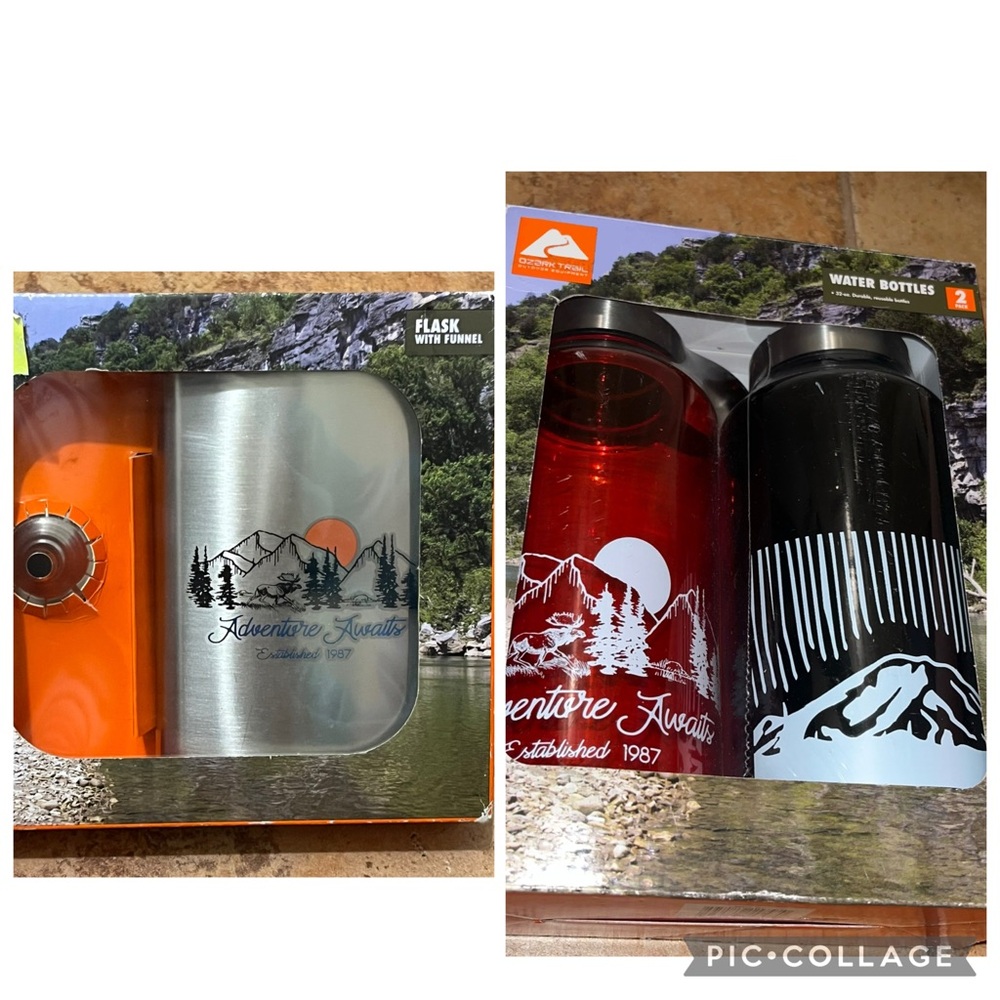Ozark Trail Outdoor 2 Water Bottles & Flask/Funnel Set